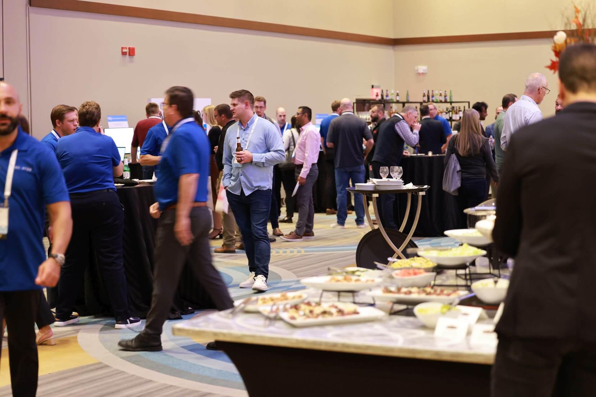 food station and customers interacting